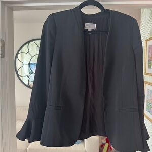 Chelsea28 Black Open-Front Blazer with Flared Peplum Sleeves